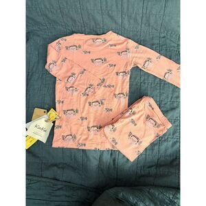 KicKee Pants Print Long Sleeve Pajama Set in Blush Puffer Family 6